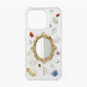 NWT! iPhone 16 Pro Case with Gold Ornate Mirror and Multicolor Shell Accents
